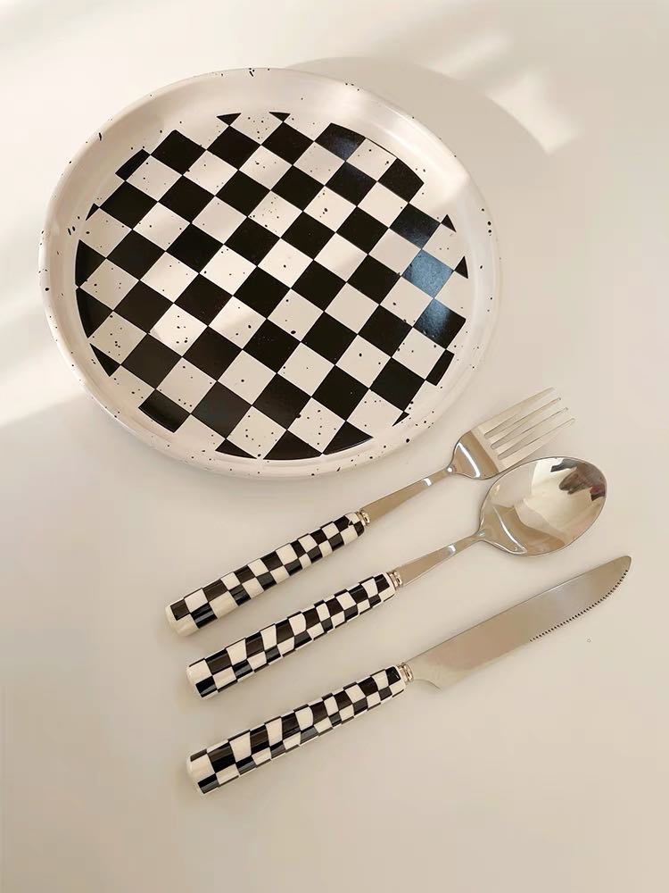 Modern Checkered Flatware Set of 6