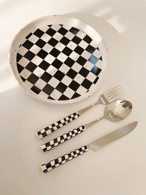 Modern Checkered Flatware Set of 6