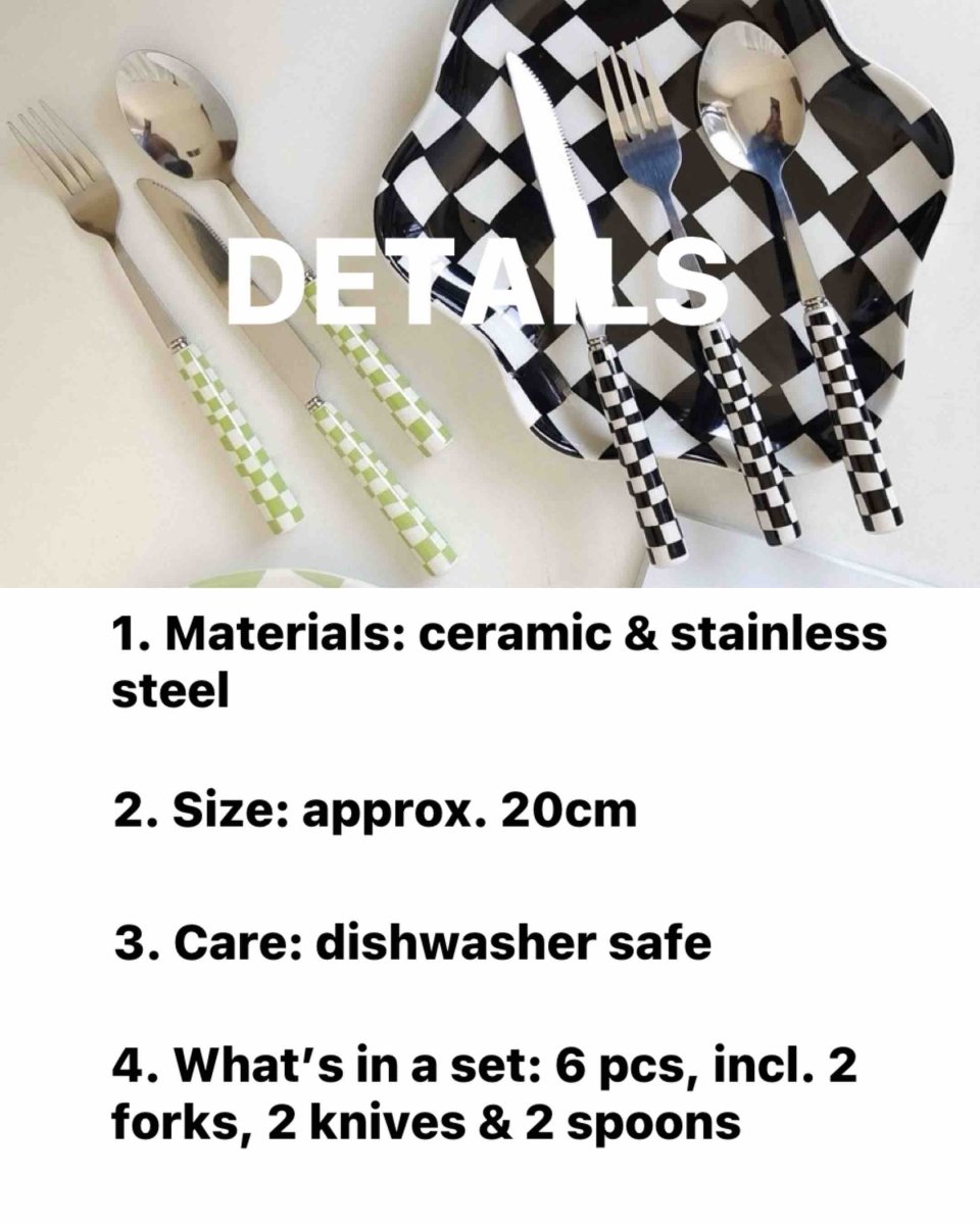 Modern Checkered Flatware Set of 6