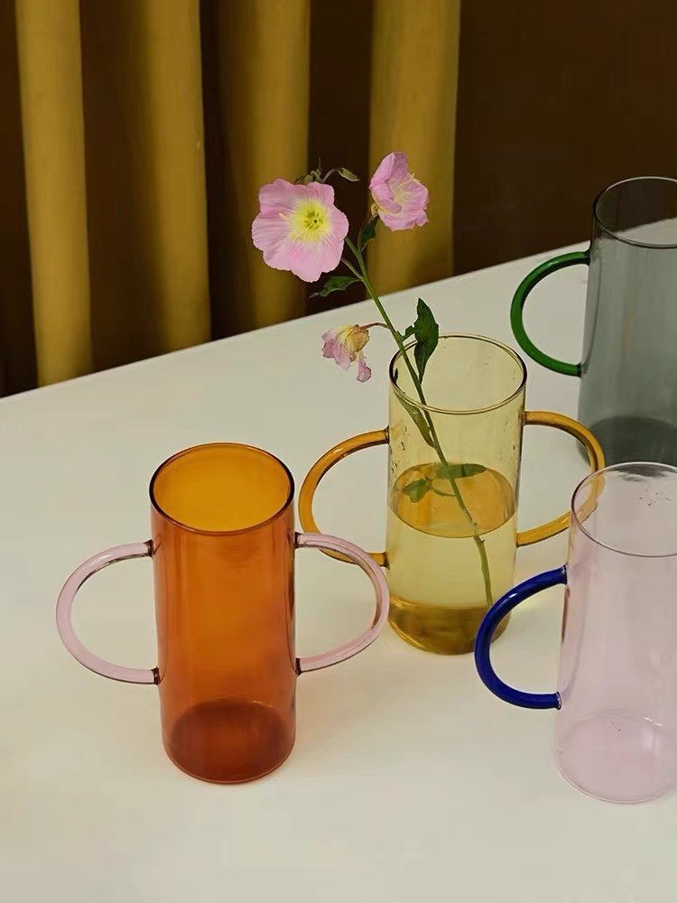 Dual-handle Dopamine Glass Flower Vase