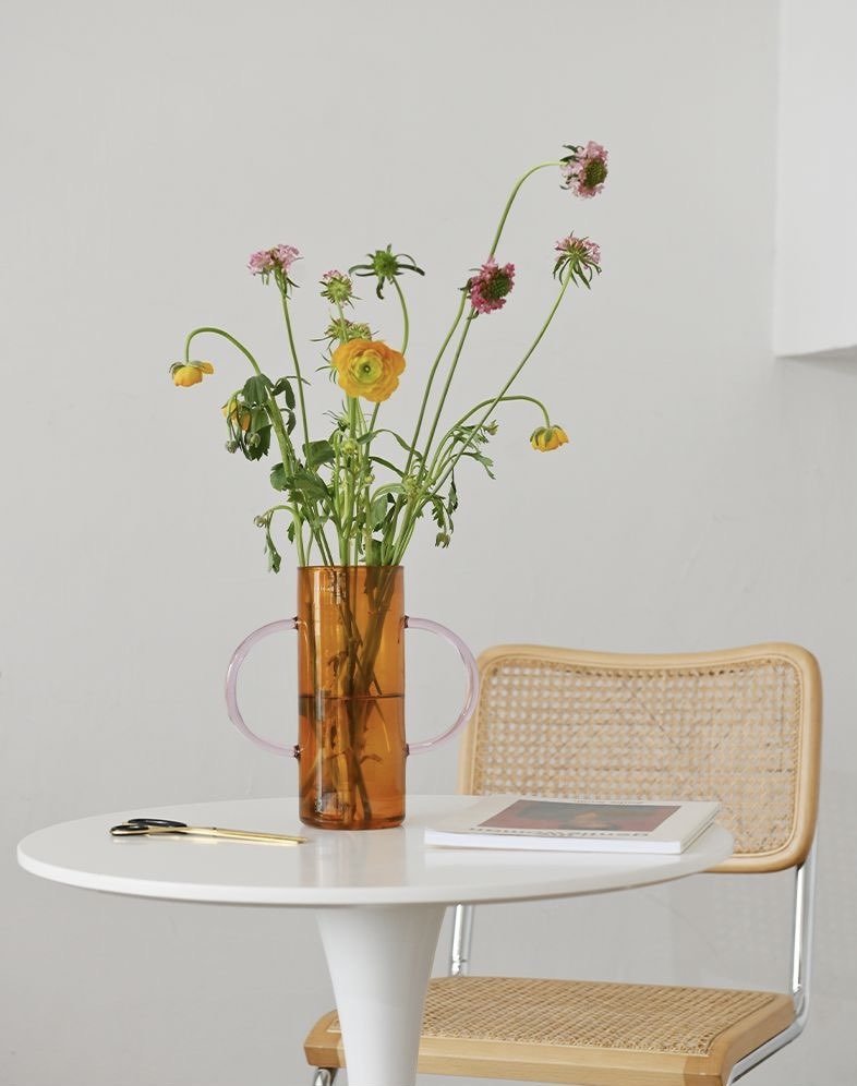 Dual-handle Dopamine Glass Flower Vase