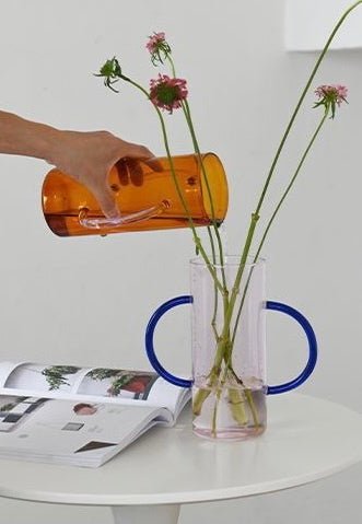 Dual-handle Dopamine Glass Flower Vase