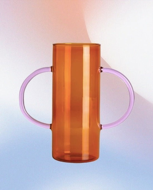 Dual-handle Dopamine Glass Flower Vase