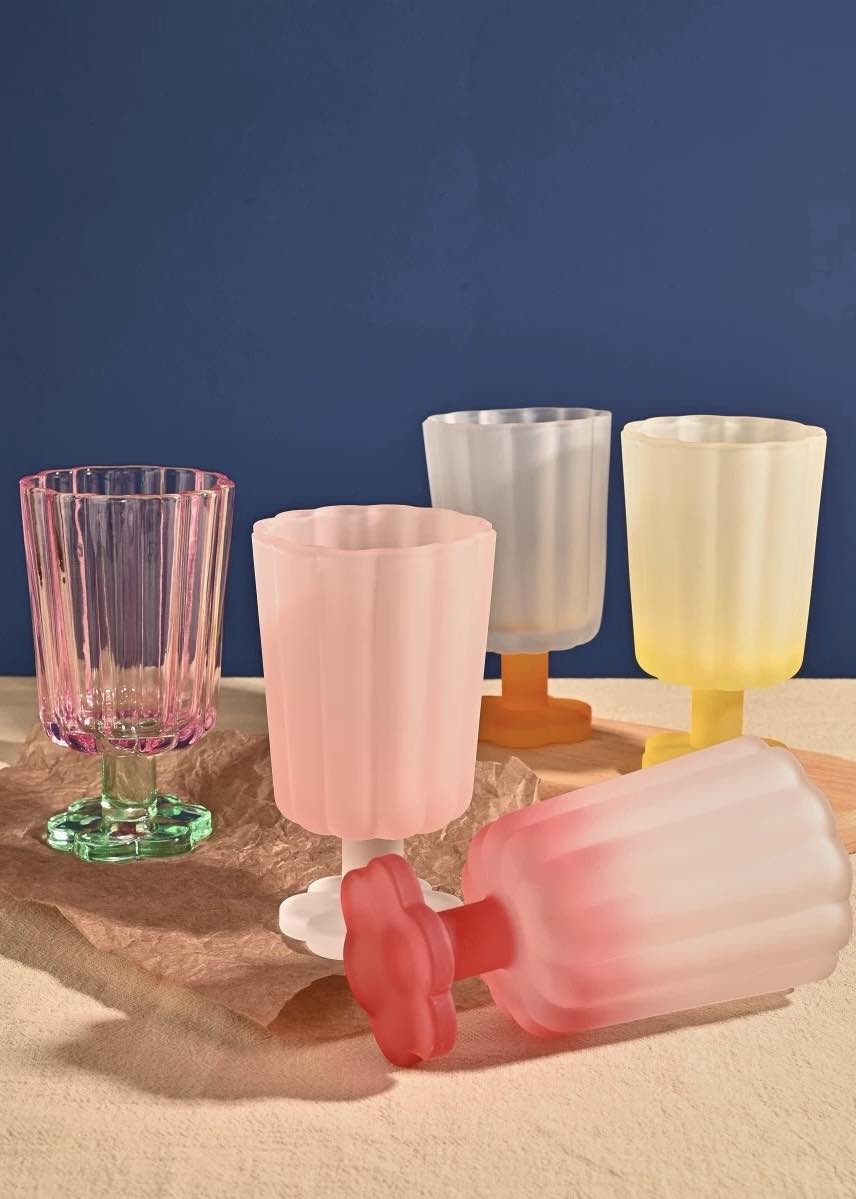 Hand Blown Petal Goblets