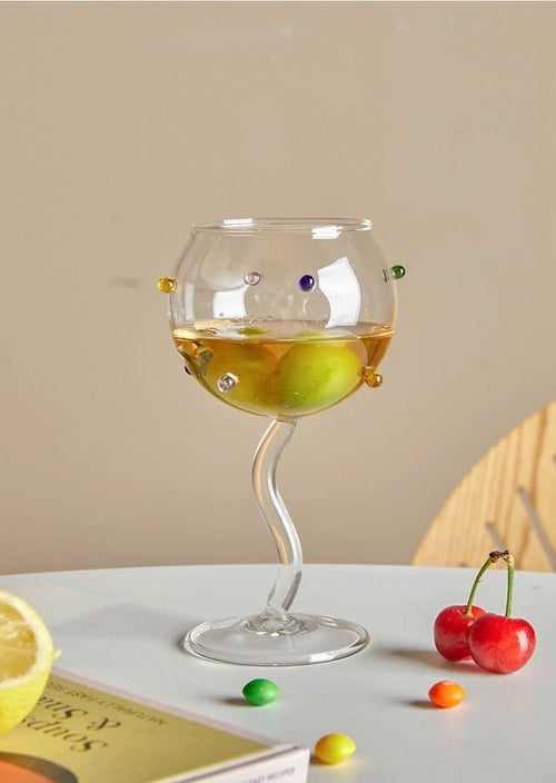 Hand-Blown Rainbow Sprinkles Wine Glasses