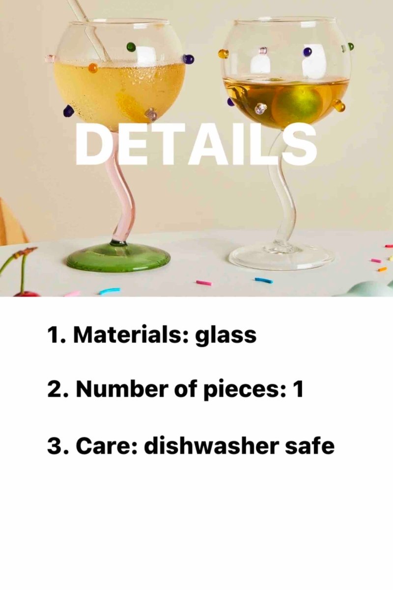 Hand-Blown Rainbow Sprinkles Wine Glasses