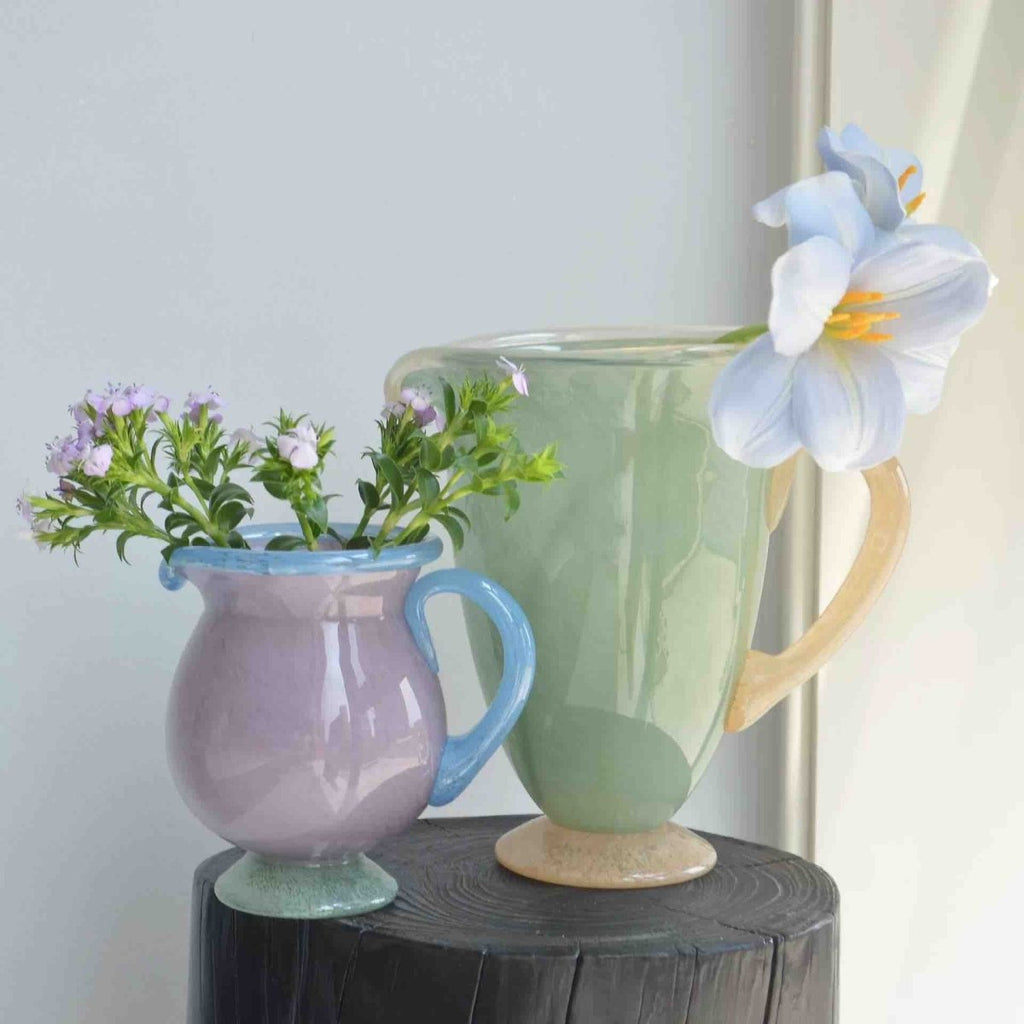 Handblown Bonbon Jug, Whimsical Pitcher, Dopamine Carafe, Glass Pourer