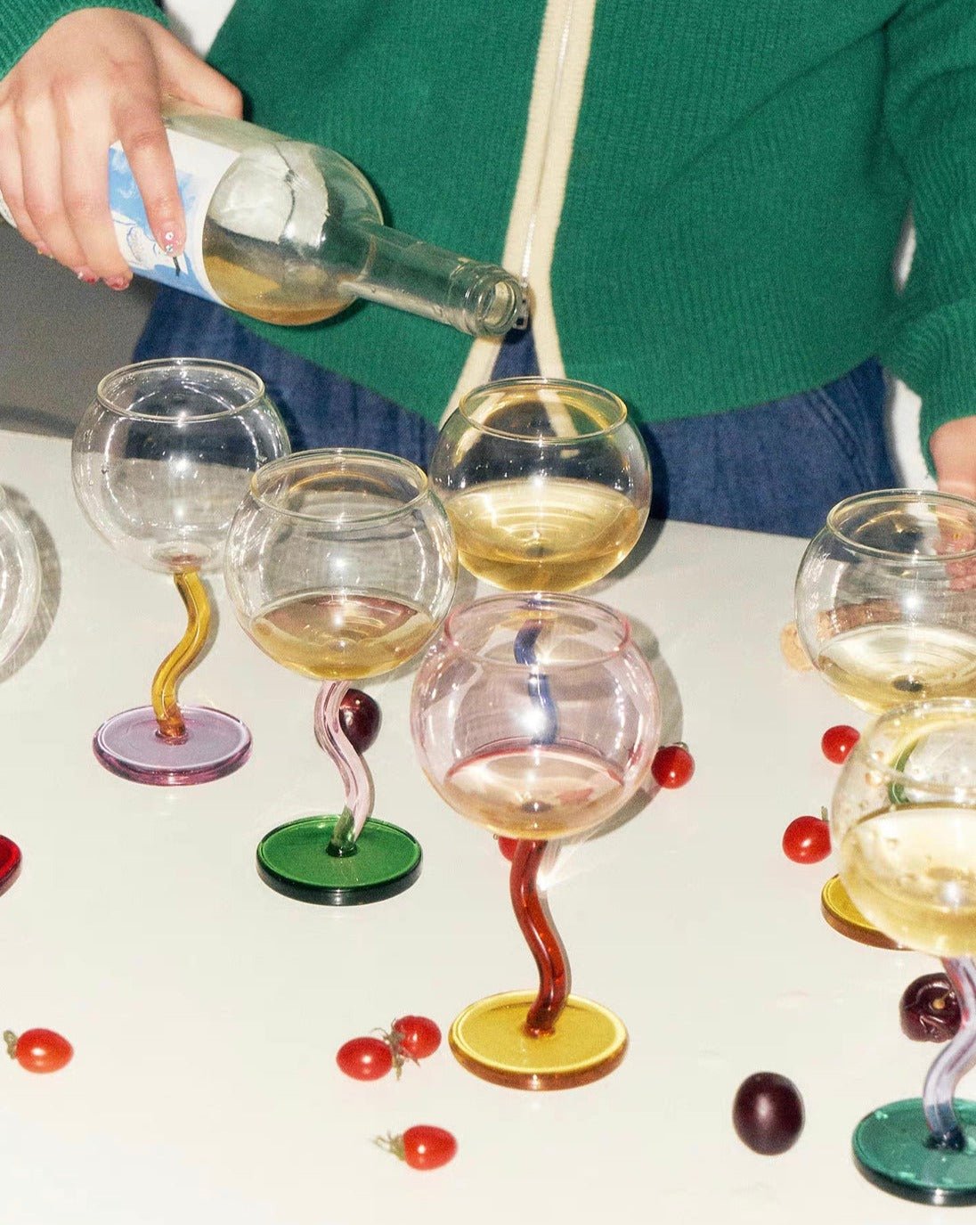Hand-Blown Bubble Wine Glass