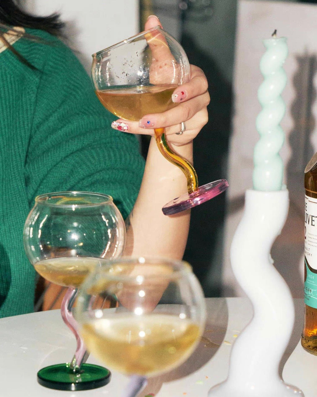 Hand-Blown Bubble Wine Glass