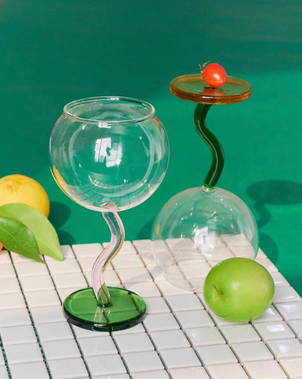 Hand-Blown Bubble Wine Glass