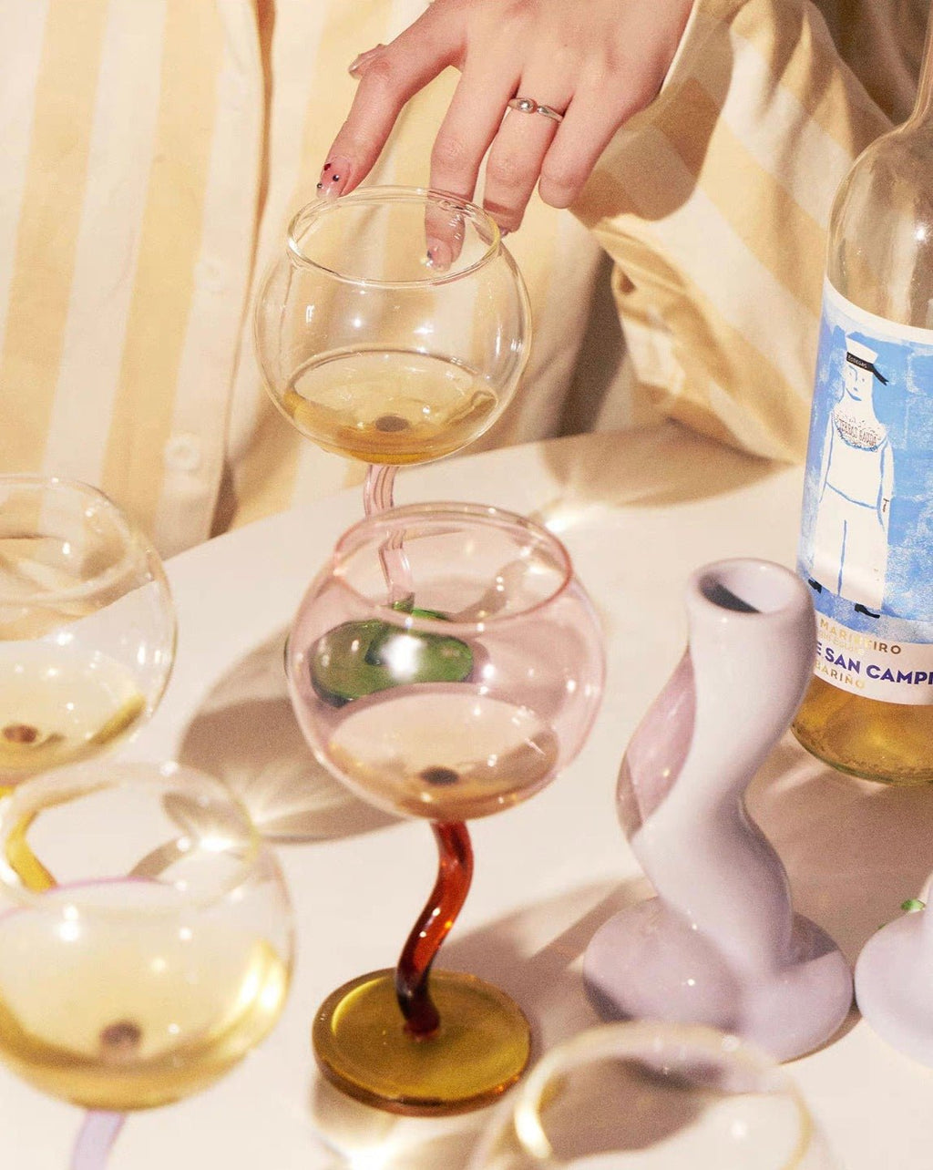 Hand-Blown Bubble Wine Glass