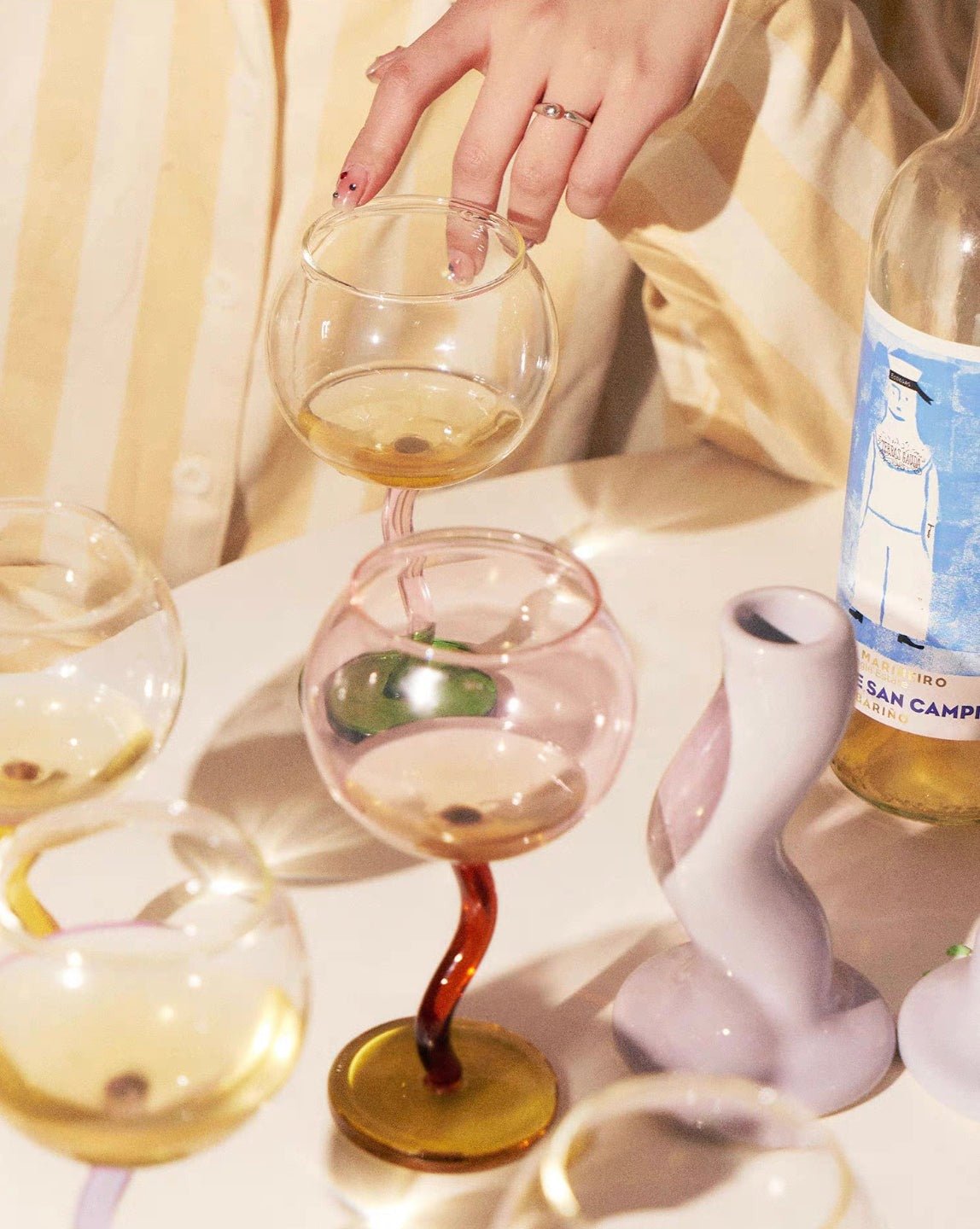 Hand-Blown Bubble Wine Glass