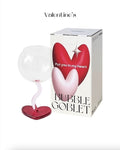 Valentine's bubble goblet with heart design and packaging on a white background