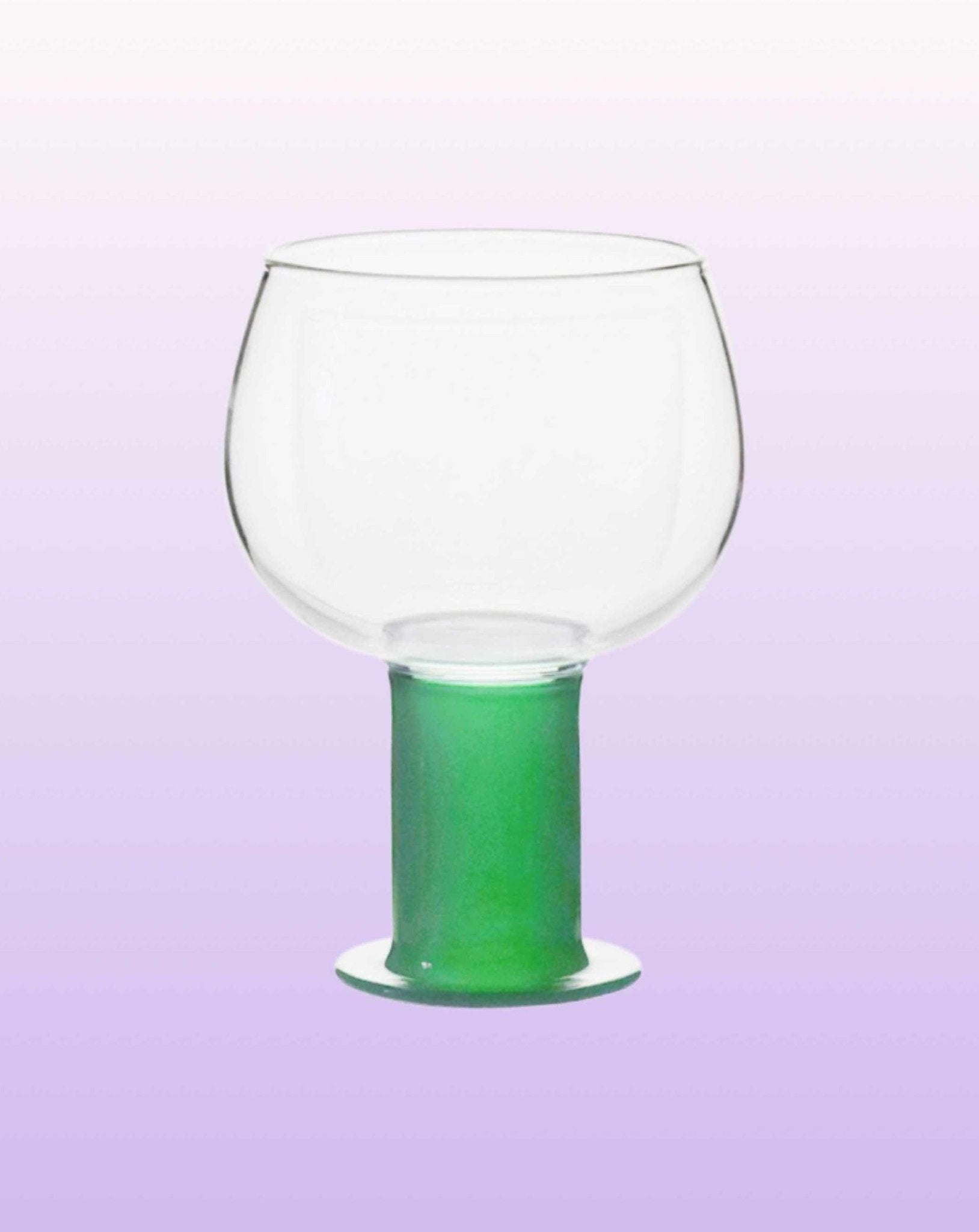 Handblown Whimsical Ecletic Chubby Coloured Wine Glasses Set Of 2