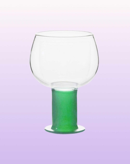 Handblown Whimsical Ecletic Chubby Coloured Wine Glasses Set Of 2