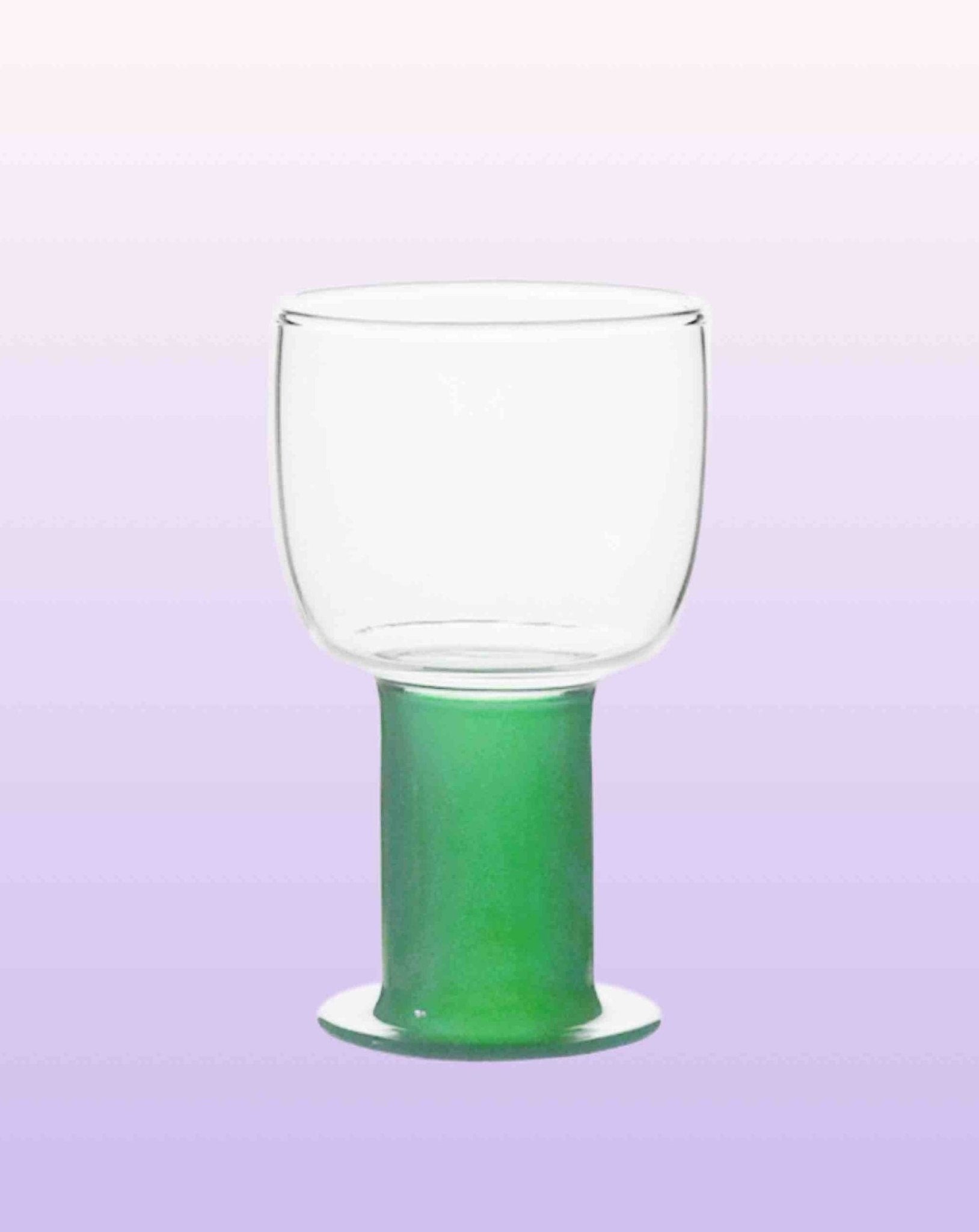 Handblown Whimsical Ecletic Chubby Coloured Wine Glasses Set Of 2