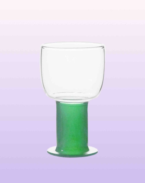 Handblown Whimsical Ecletic Chubby Coloured Wine Glasses Set Of 2