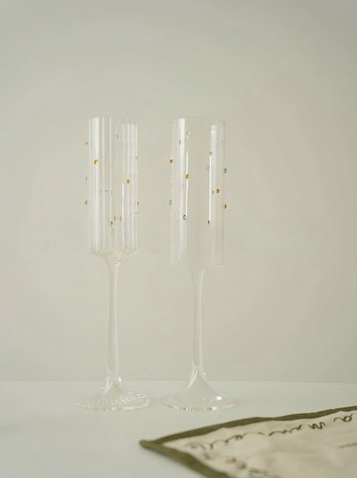 Set of 2 Rainbow Sprinkles Champagne Flutes