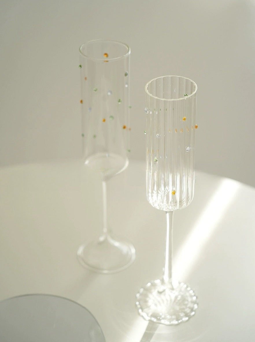 Set of 2 Rainbow Sprinkles Champagne Flutes