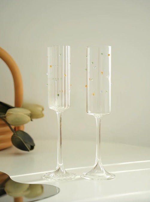 Set of 2 Rainbow Sprinkles Champagne Flutes