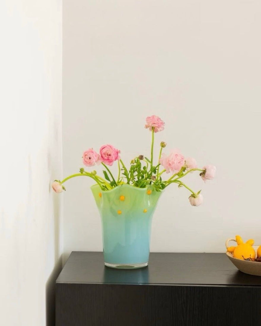 Handblown Wavy Whimsical Glass Vase