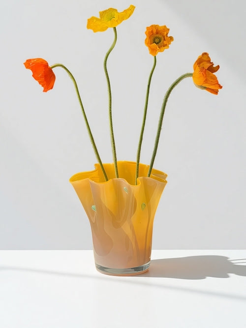 Handblown Wavy Whimsical Glass Vase
