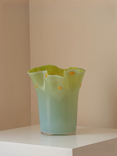 Handblown Wavy Whimsical Glass Vase