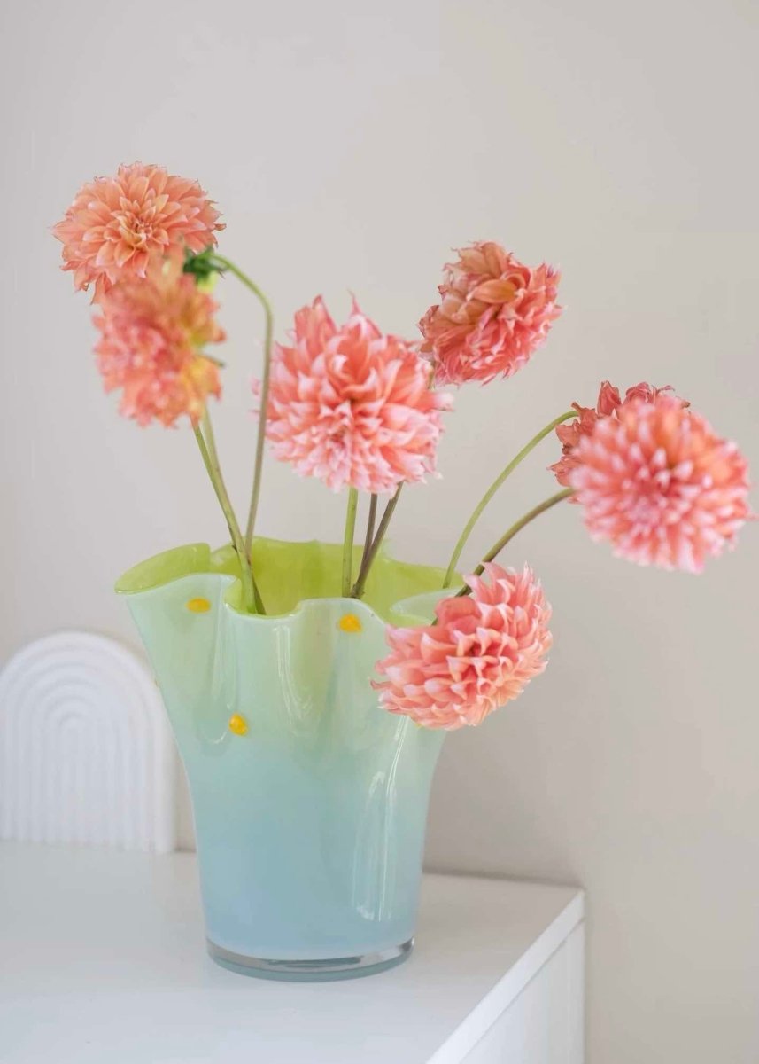 Handblown Wavy Whimsical Glass Vase