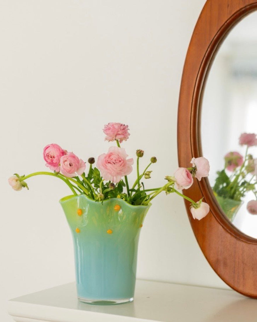 Handblown Wavy Whimsical Glass Vase