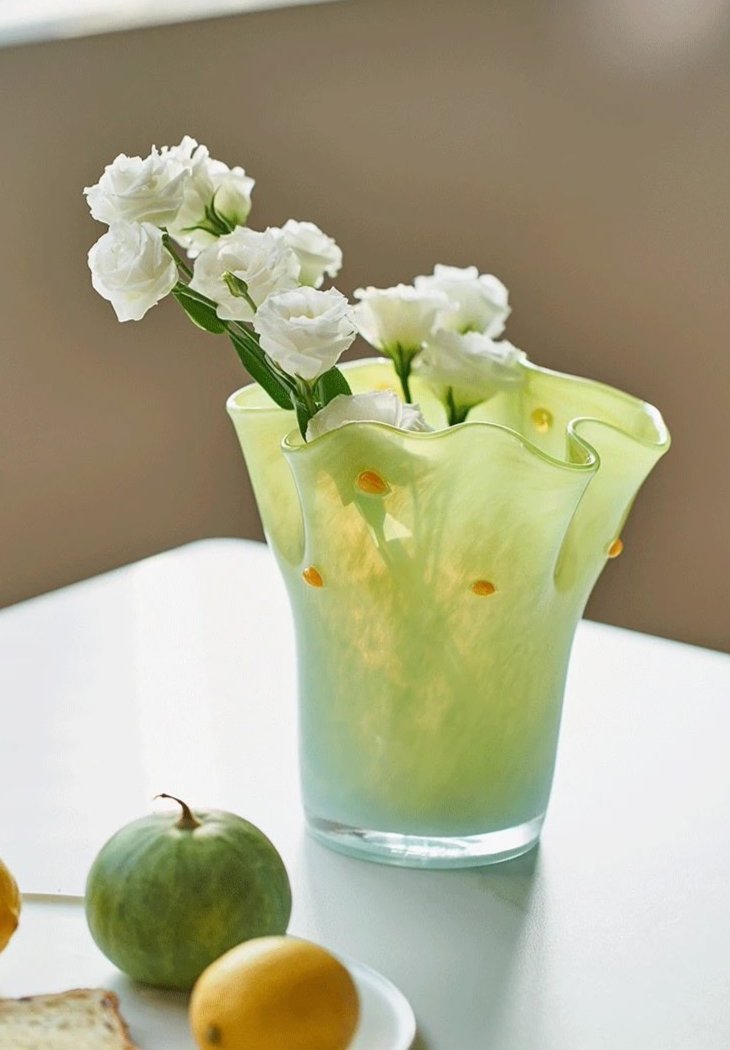 Handblown Wavy Whimsical Glass Vase