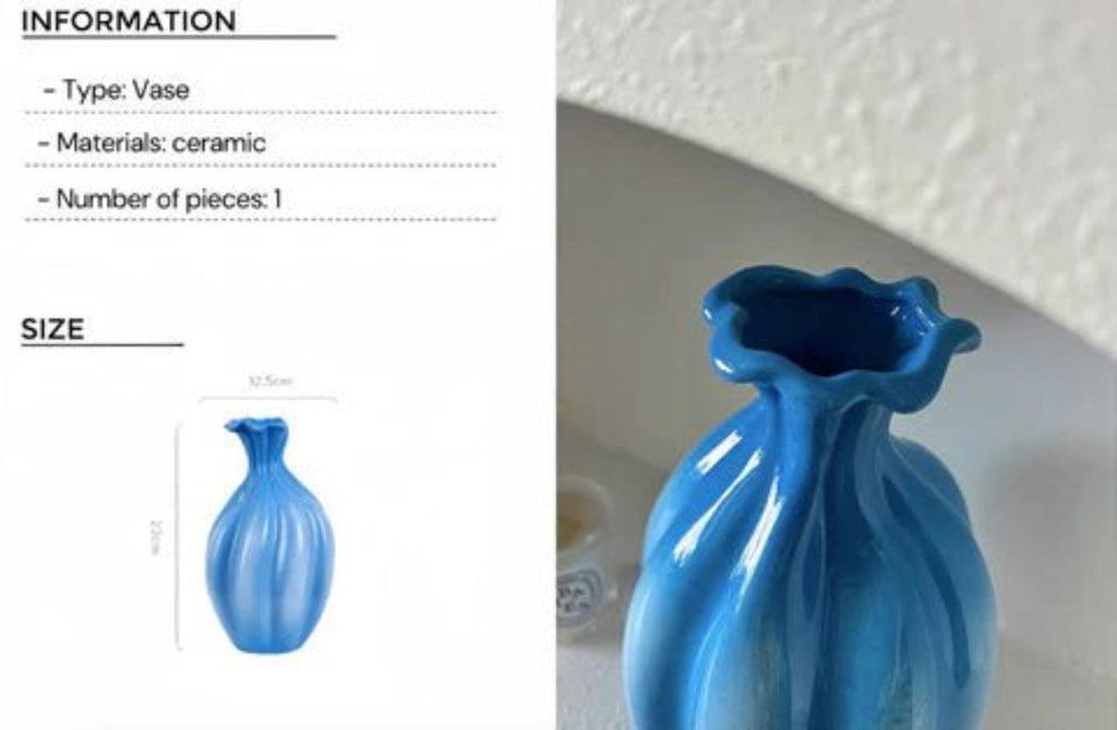 French Style Gradient Blue Ceramic Vase