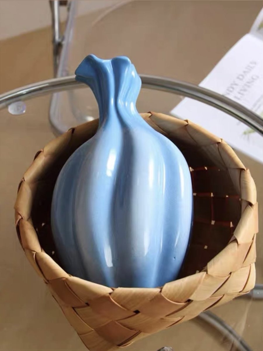 French Style Gradient Blue Ceramic Vase