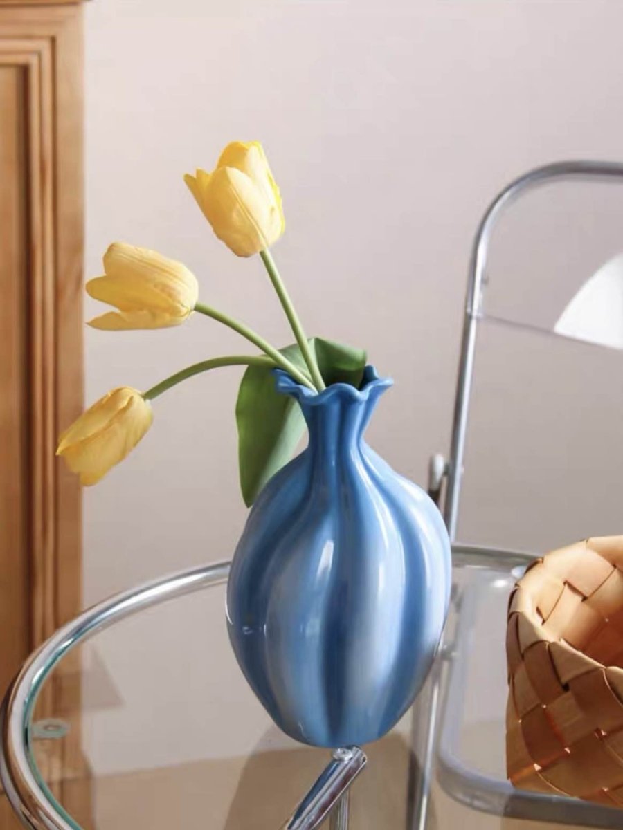 French Style Gradient Blue Ceramic Vase