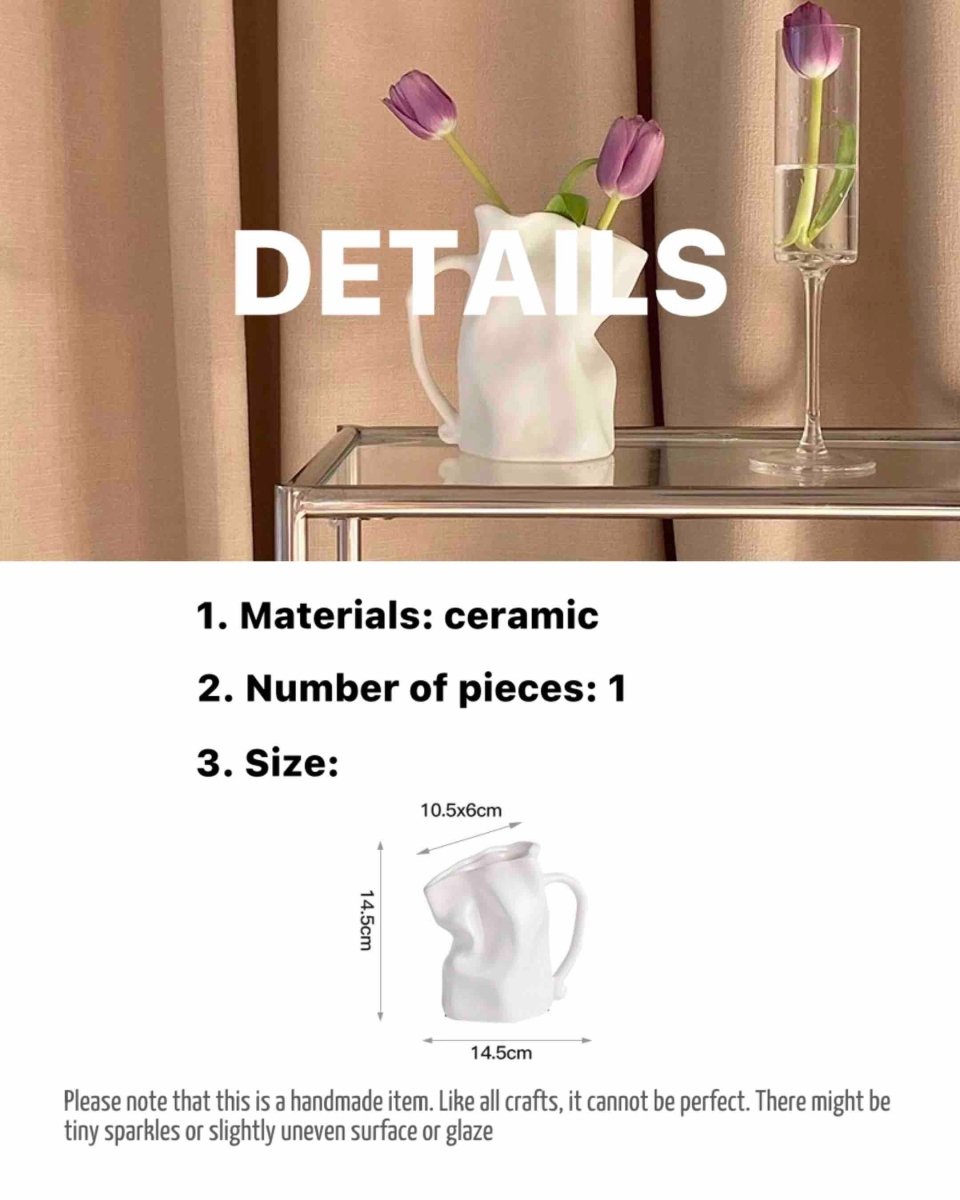 Handcrafted Nordic Style Wrinkle Pottery Jug Vase