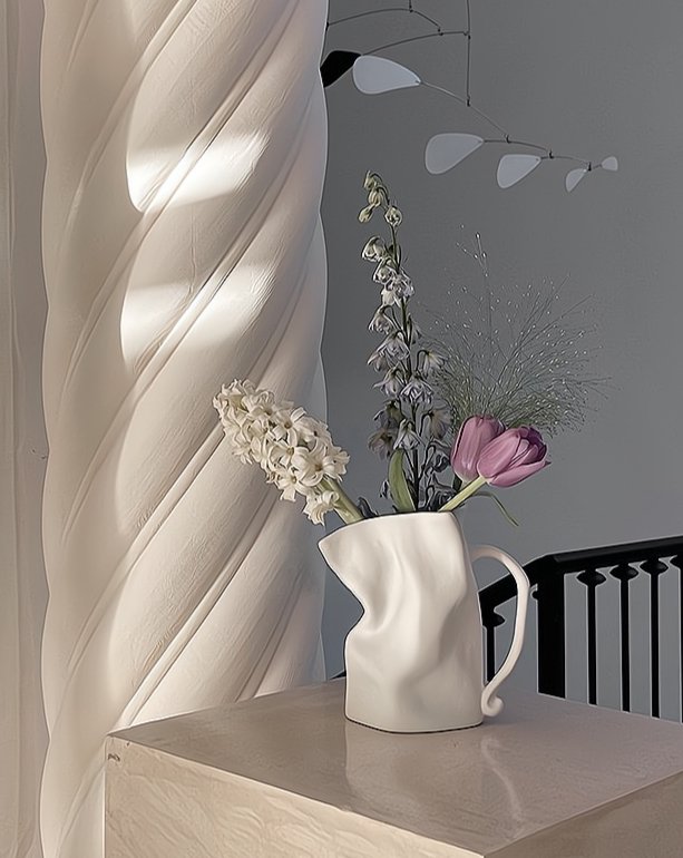 Handcrafted Nordic Style Wrinkle Pottery Jug Vase