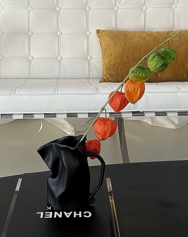 Handcrafted Nordic Style Wrinkle Pottery Jug Vase