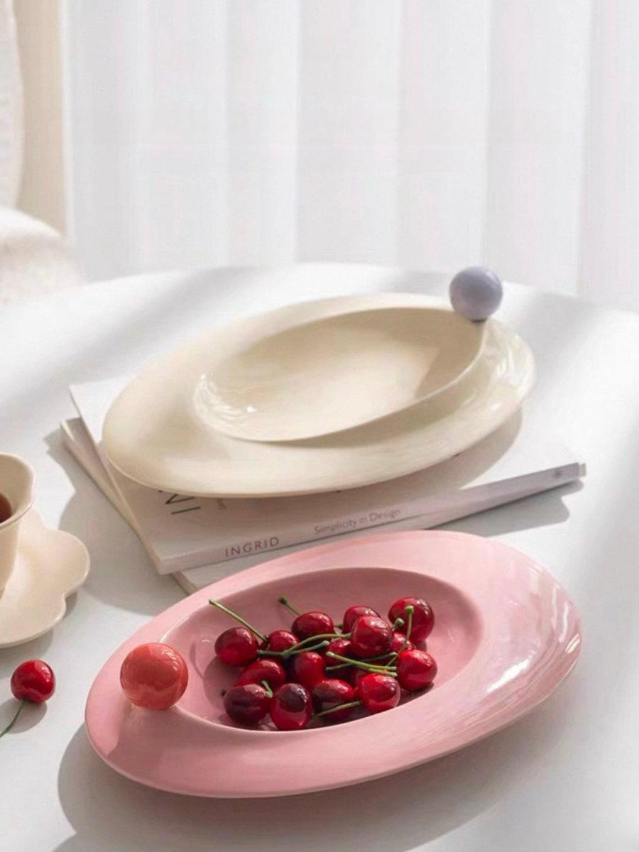 Handmade Jelly Bean Ceramic Rim Soup Bowl