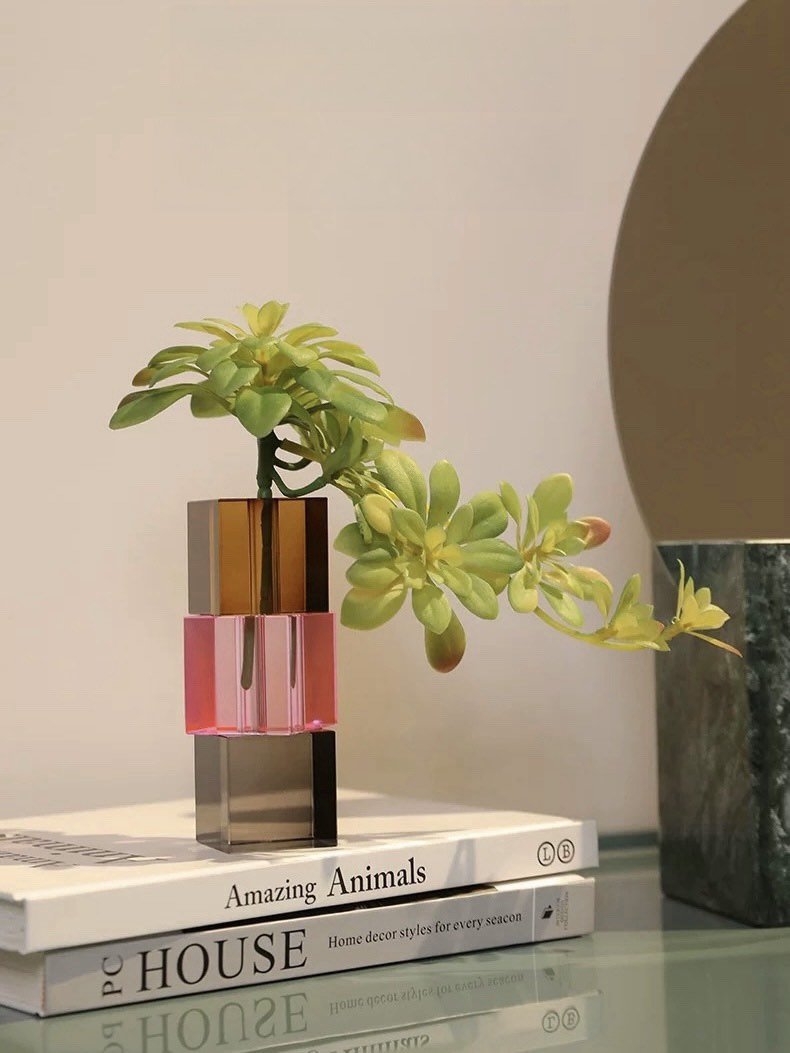 Modern Crystal Cube Bud Vase