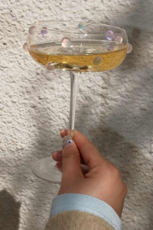 Mouth Blown Elegant Pearl Wine Glass