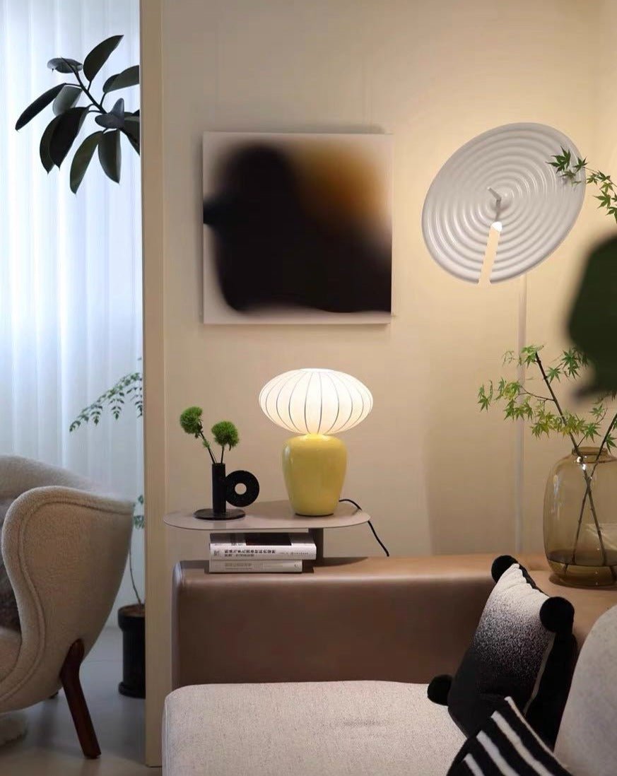 Vintage Dopamine Table Bedside Lamp with Silk Lampshade