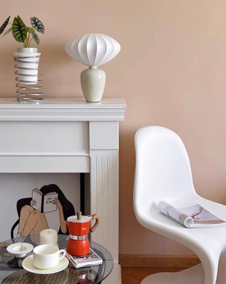 Vintage Dopamine Table Bedside Lamp with Silk Lampshade