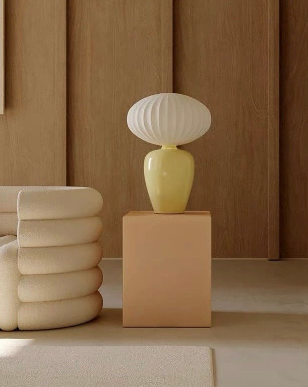 Vintage Dopamine Table Bedside Lamp with Silk Lampshade